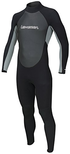 Lemorecn Wetsuits Mens Neoprene 3/2mm Full Suit(3032blackgrey-M)