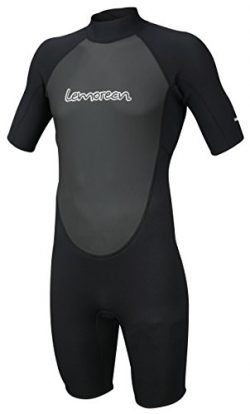 Lemorecn Wetsuits Mens Neoprene 3mm Shorty Diving Suit(3036black-M)