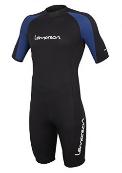 Lemorecn Wetsuits Mens Premium Neoprene Diving Suit 3mm Shorty Jumpsuit(3035,2XL)