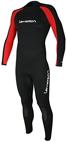 Lemorecn Mens Wetsuits Jumpsuit Neoprene 3/2mm Full Body Diving Suit (3031redXL)