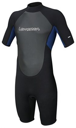 Lemorecn Wetsuits Mens Neoprene 3mm Shorty Diving Suit(3036blackblue-S)