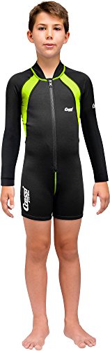 Cressi Kids Black/Lime Shorty Wetsuit Long Sleeve X-Large Age 6-8