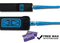 Ocean & Earth One Piece Surfboard Leash Premium 8′ (Blue, Tropical Wax)