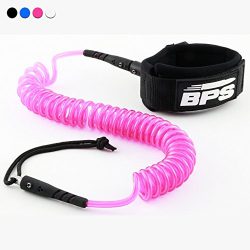 BPS 10′ Ultralite Coiled SUP leash – Pink