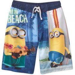 Boys Despicable Me Minions Beach Surfboard Boys Swimsuit Trunks Size S 6/7