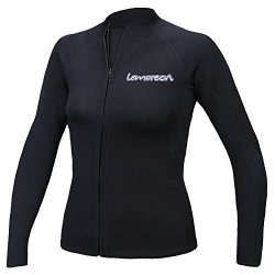 Lemorecn Women’s 2mm Wetsuits Jacket Long Sleeve Neoprene Wetsuits Top(2098black10)