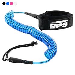 BPS 10′ Ultralite Coiled SUP Leash (Double Swivels) – Blue