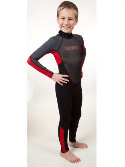 O’Neill Youth Reactor 3/2mm Back Zip Full Wetsuit, Black/Red/Graphite, 14