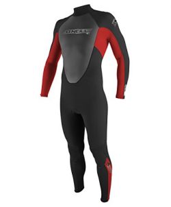 O’Neill Youth Reactor 3/2mm Back Zip Full Wetsuit, Black/Red/Graphite, 8