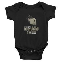 Teeburon Life is simple eat, sleep and Bodyboard Baby Bodysuit