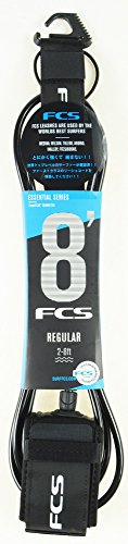 FCS Surfboard Leash 8′ Regular (Black, 8′ Regular)