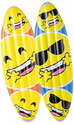 Inflatable Surfboard Emoji Design Pool Floats for Kids Age 14 or Older (2 pack)