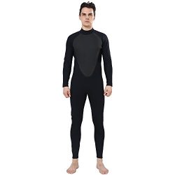 Realon Wetsuit Men 3mm CR Diving Surfing Suit Snorkeling Suits Full Body Jumpsuit (black, X-Large)