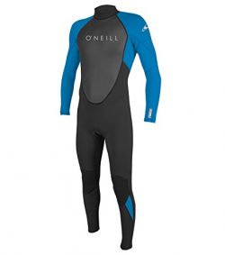 O’Neill Men’s Reactor II 3/2mm Back Zip Full Wetsuit, Black/Ocean, Medium Tall