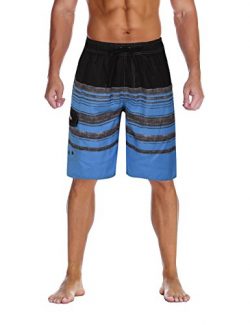 Nonwe Men’s Swimwear Holiday Drawstring Quick Dry Striped Board Shorts Blue Striped 42