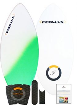 Fedmax Skimboard with Fiberglass Body & Carbon Fiber Tip Hybrid | Green, 48 In. (For riders  ...